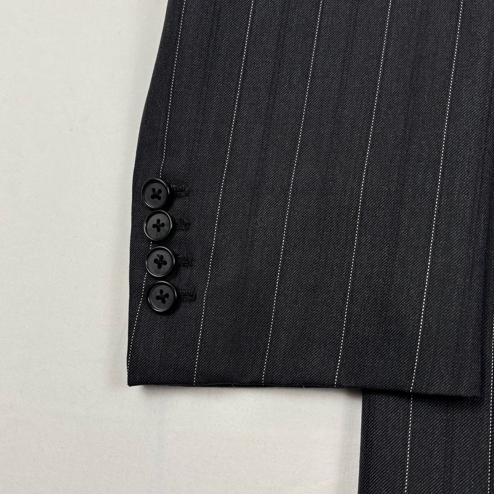 Bespoke VTG Y2K Loro Piana Super 120s K. Ratan DB Blazer 40R Charcoal Pinstripe - Picture 2 of 15